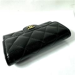 Chanel Classic Flap Card Holder Wallet Quilted Caviar Black Leather Gold Hardwar